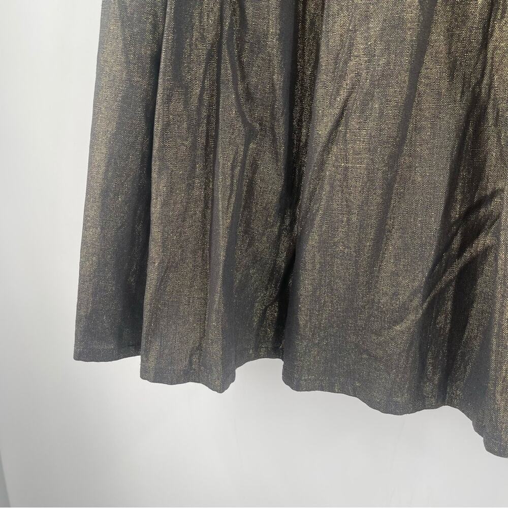 BCBGMAXAZRIA Skirt Size 4 Gold Black Pleated High Waisted A-Line Business Casual - Picture 6 of 14